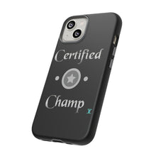Load image into Gallery viewer, Certified Champ V2 (Silver) iPhone 14 Black Tough Cases
