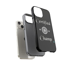 Load image into Gallery viewer, Certified Champ V2 (Silver) iPhone 14 Black Tough Cases
