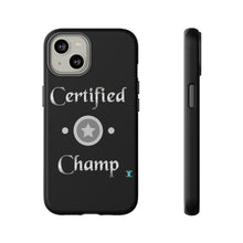Load image into Gallery viewer, Certified Champ V2 (Silver) iPhone 14 Black Tough Cases
