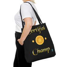 Load image into Gallery viewer, Certified Champ V2 (Gold) Black Tote Bag (AOP)
