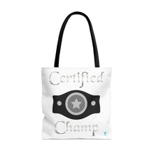 Load image into Gallery viewer, Certified Champ V2 White (Silver) Tote Bag (AOP)
