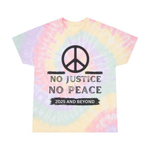 Load image into Gallery viewer, Peace &amp; Justice Tie-Dye Tee - Spiral Design for Activists
